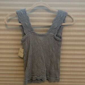Free people blue with flowers tank top NWT